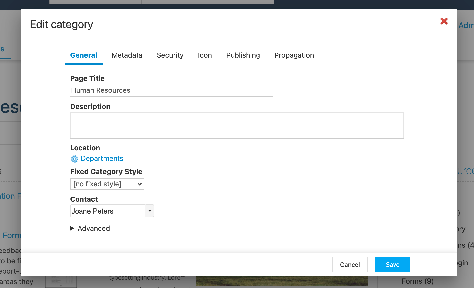 IntelliEnterprise 15 intranet with improved settings modals