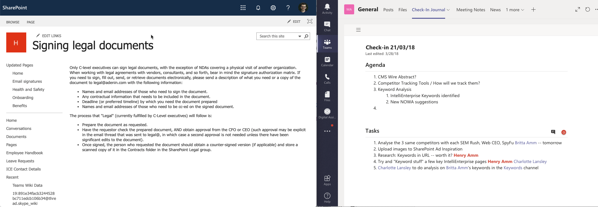 SharePoint and Microsoft Teams wikis