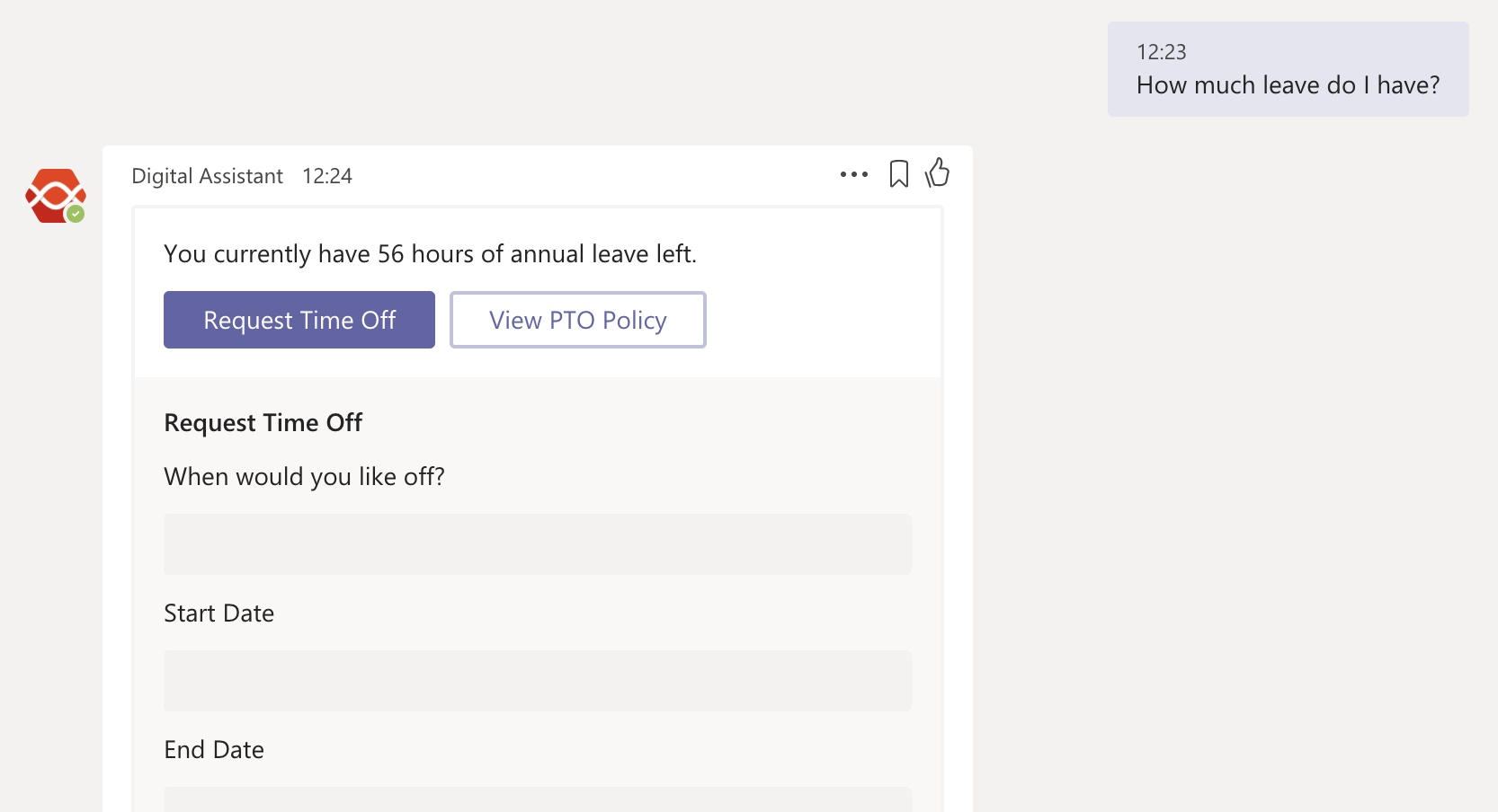 Fill out request forms directly from Microsoft Teams