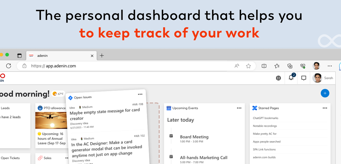 Quickly check your personal dashboard in MS Edge - adenin Blog